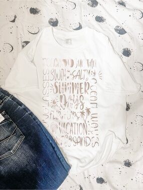 Hanes White Tee with Rose Gold Graphic